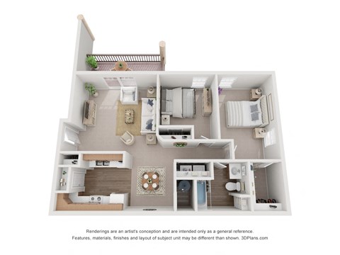 Floor plan for 2 beds, 1 bath, 938 sqft